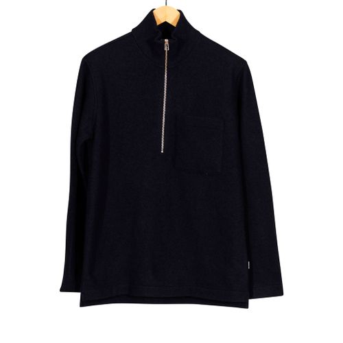 Anders Half Zip Navy Blue Boiled Wool