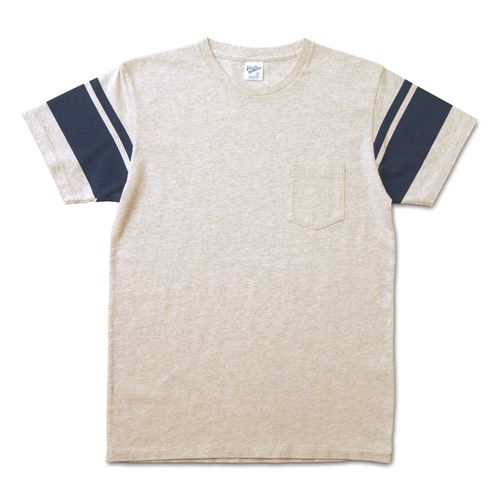 College Arm Stripe Tee / Oatmeal/Navy