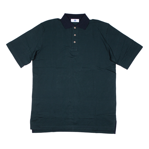 Stripe Polo Shirt W/ Knit Collar - Navy/green