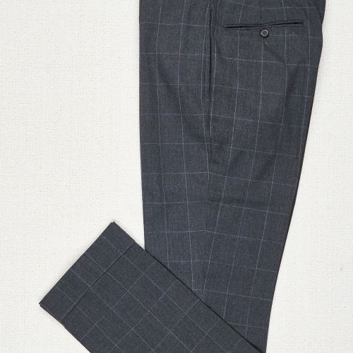 Brooks Brothers Red Fleece Charcoal Windowpane Wool Trousers (Pre-Owned)