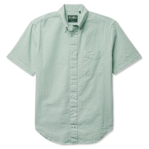 Green Stripe Seersucker Short Sleeve