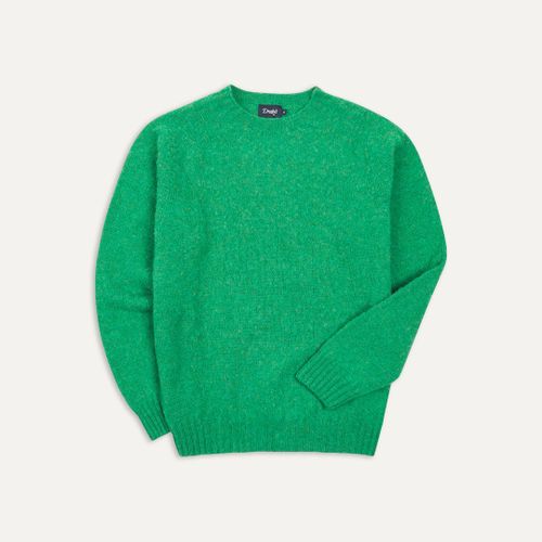 Green Brushed Shetland Crew Neck Jumper