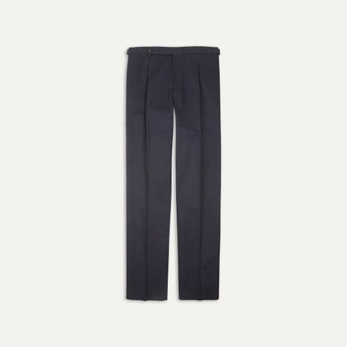 Navy Cotton Drill Single Pleat Trouser