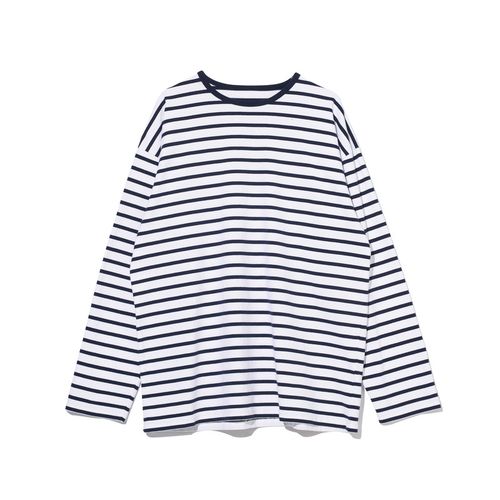 Bruman Border Long Sleeved Striped Tee- White