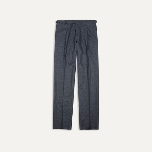 Grey Wool Flannel Single Pleat Trouser