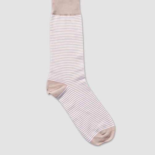 Stripe Cotton Mid-calf Socks - Beige