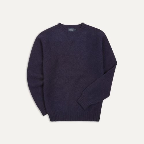 Navy Brushed Shetland Crew Neck Jumper