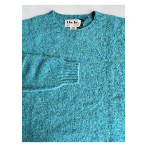 Harley Of Scotland Brushed Wool Crew Neck- Azure