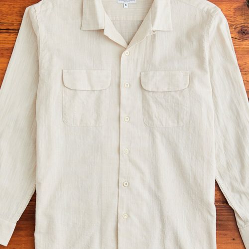 Classic Shirt in Beige Cotton Slub