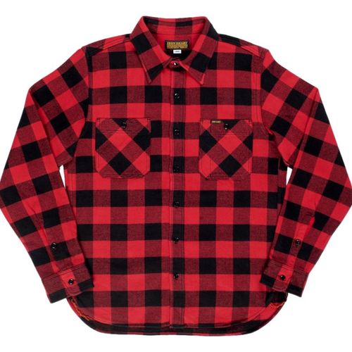 Ultra Heavy Flannel Buffalo Check Work Shirt Red Black