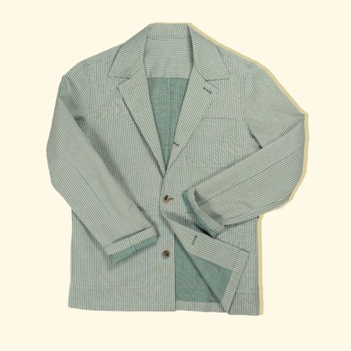 Lazyman Jacket - Soft Teal Ribbed StripeLazyman Jacket - Soft Teal Ribbed Stripe