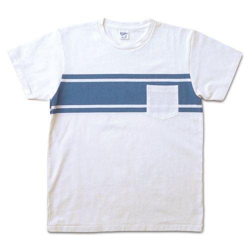 College Stripe Tee / White/Light Blue