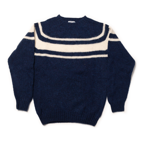 Shaggy Dog Sweater Blue Chest Stripe - Trim Fit