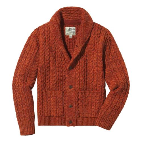 Melange Cable Shawl Cardigan Burnt Orange