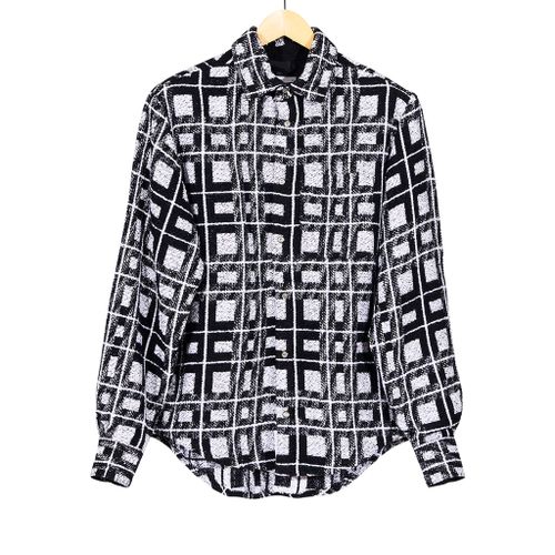 Overshirt Black White Geo Check Blanket Jacquard