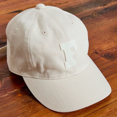 Patch Denim Baseball Cap in Ecru