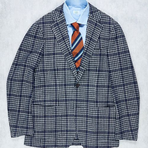 Ring Jacket 278 Navy White Prince of Wales Check Wool Silk Sport Coat (NOS)