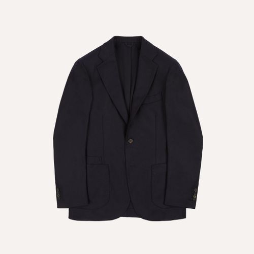 Navy Wool Flannel Tailored Jacket