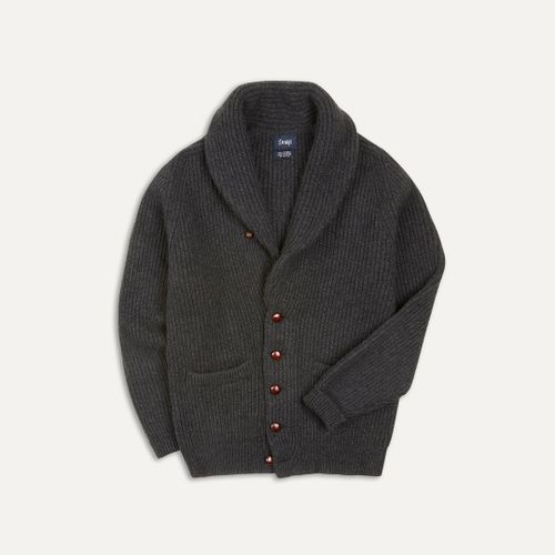 Charcoal Cashmere Shawl Collar Cardigan