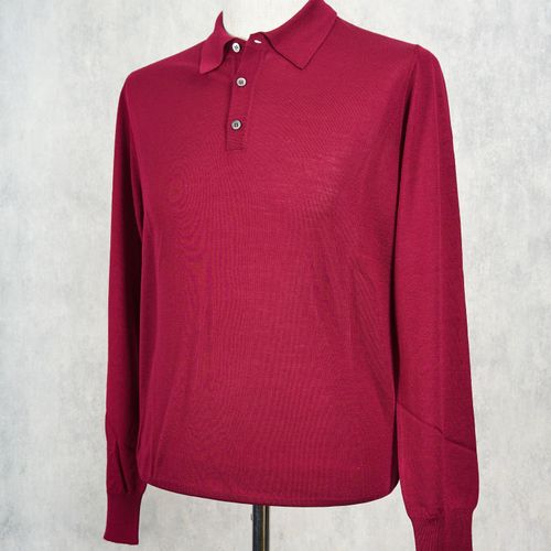 Ascot Chang Burgundy Extra-Fine Merino Wool Polo (NOS)