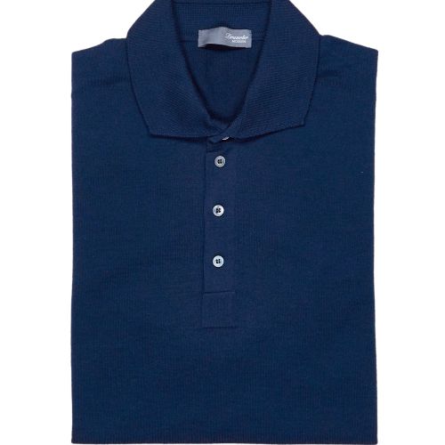 Drumohr Blue Extra Fine Merino Wool Knitted Polo (NOS)