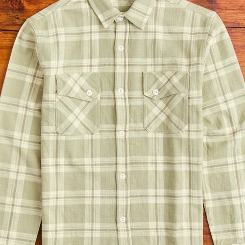 Crosscut Flannel in Seafoam Slub Check