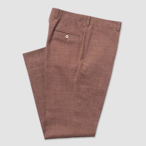 Rust Crash Linen Trousers - Classic Fit