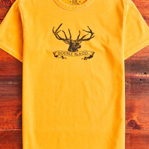 Vintage Knit Graphic T-Shirt in Yellow Buck