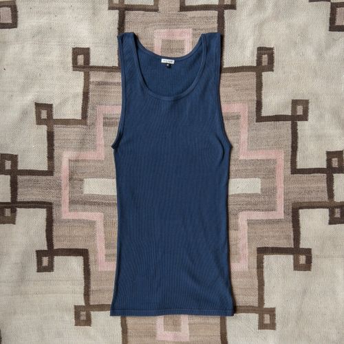 Tubular Cotton Ribbed Tank Top - Deep Navy