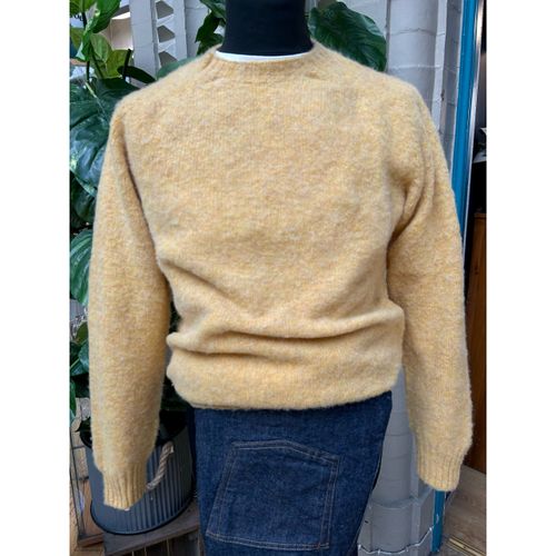 Harley Of Scotland Brushed Wool Crew Neck- Marzipan