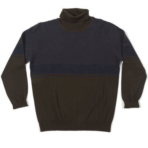 Caruso Brown with Blue Jacquard Rollneck Sweater (NOS)