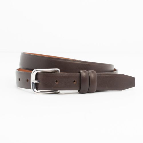 Brown With Silver Italian Leather Belt - 1"