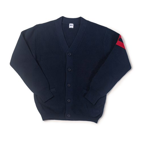 Solid Varsity Cotton Cardigan - Navy