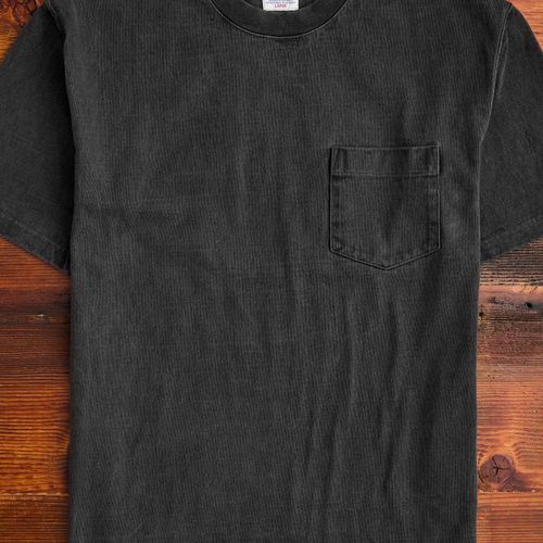 Heavyweight Pigment Dye Pocket T-Shirt in Faded Black