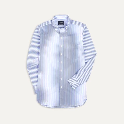 Blue Bengal Stripe Cotton Poplin Button-Down Shirt