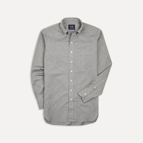 Grey Pinpoint Oxford Cotton Cloth Button-Down Shirt