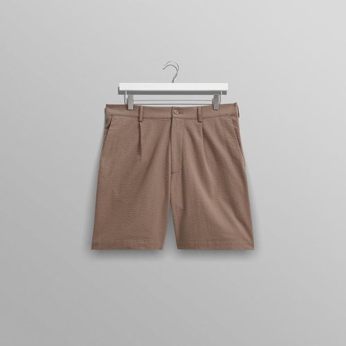 Linton Pleat Shorts Taupe Seersucker