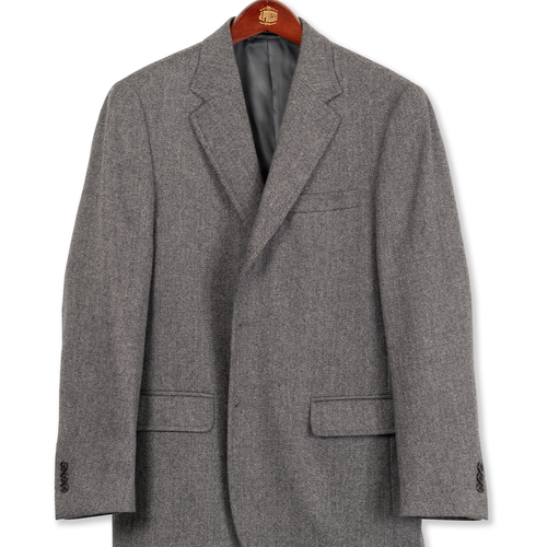 Grey Herringbone Cashmere Sport Coat - Mto