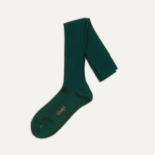 Dark Green Wool Over-the-Calf Socks