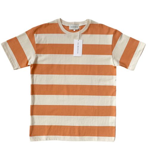 All Blues Co Heavyweight Striped Tee – Apricot/Ecru