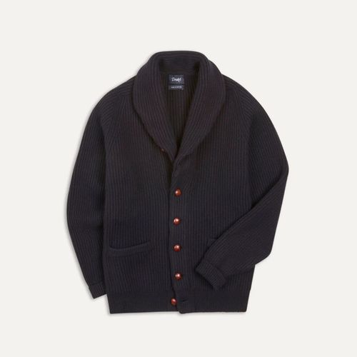 Drake’s Lambswool Shawl Collar Cardigan- Navy