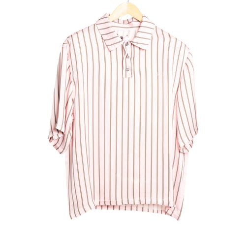 Short Sleeve Viscose Pink Stripe Polo