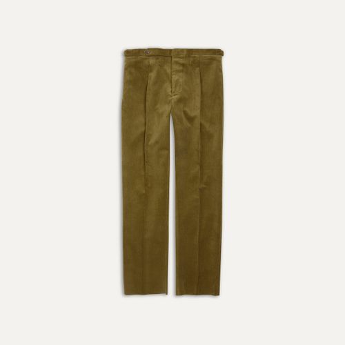 Olive Mid-Wale Corduroy Single Pleat Trouser