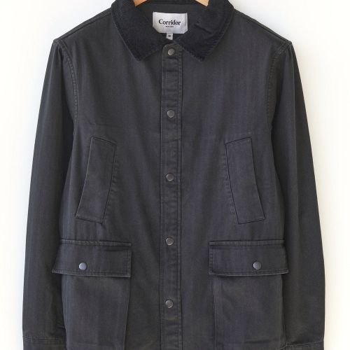 Herringbone City Barn Coat - Black