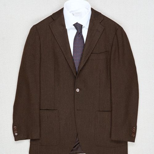 Ring Jacket 184 Dark Brown Herringbone Wool Sport Coat (Pre-Owned)