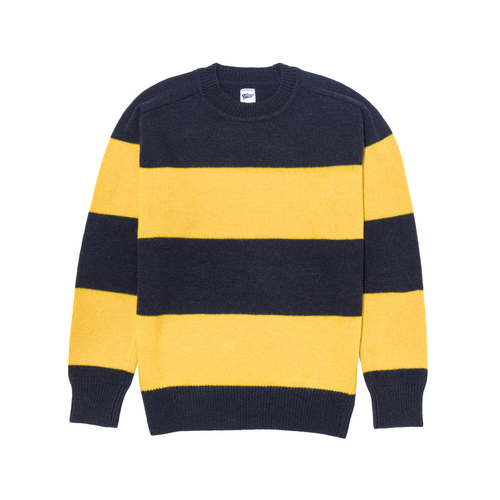 Rugby Stripe Crew Neck Sweater - Yellow/navy