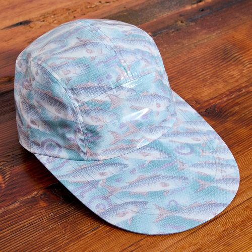 Nylon Print Water Film Fishing Cap in Aqua