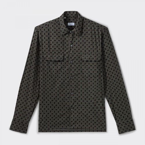 Floral Tile Two Pockets Shirt : Black