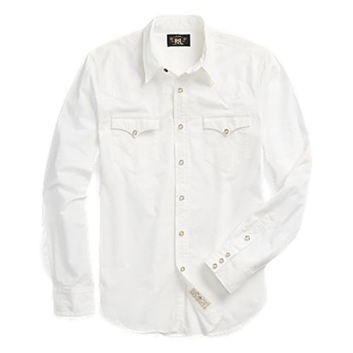 Slim Fit Poplin Western Shirt White