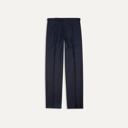 Navy Wool Flannel Single Pleat Trouser